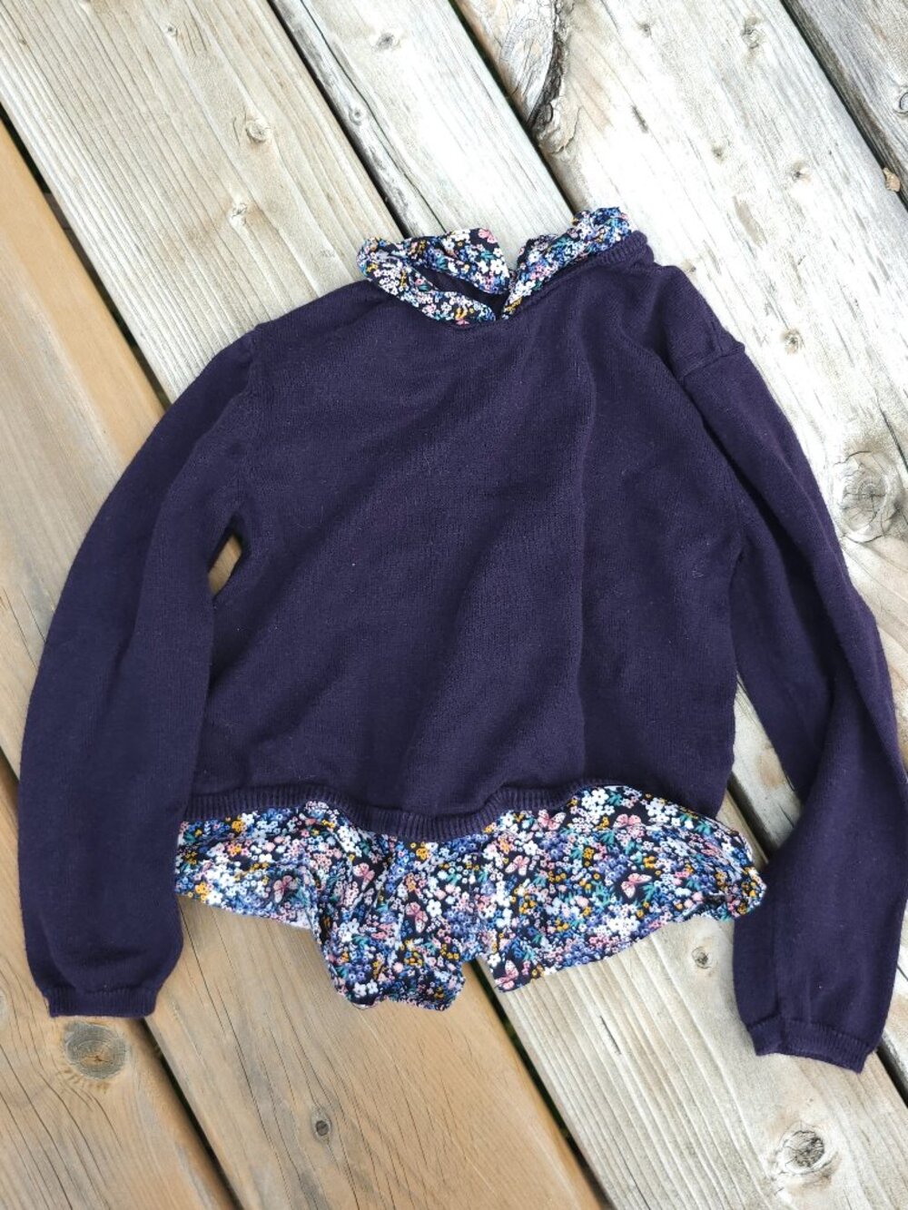 CUTE H&M GIRLS 2-4 Years faux Blouse with Navy Sweater Floral